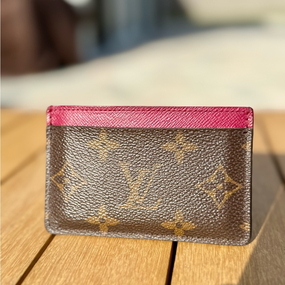 Louis Vuitton Monogram Card Holder in Brown and Red